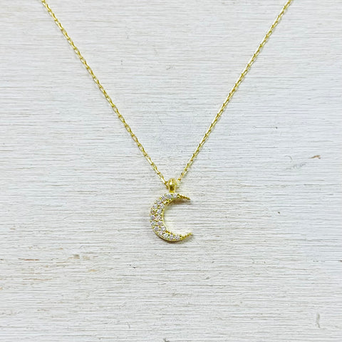 Sterling Silver Gold Plated Crescent Moon Necklace