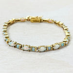 Sterling Silver Gold Plated Estate Opal Bracelet