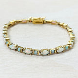 Sterling Silver Gold Plated Estate Opal Bracelet