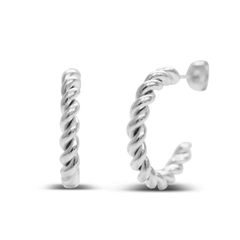 Isla Silver 25mm Twisted Weightless Hoops
