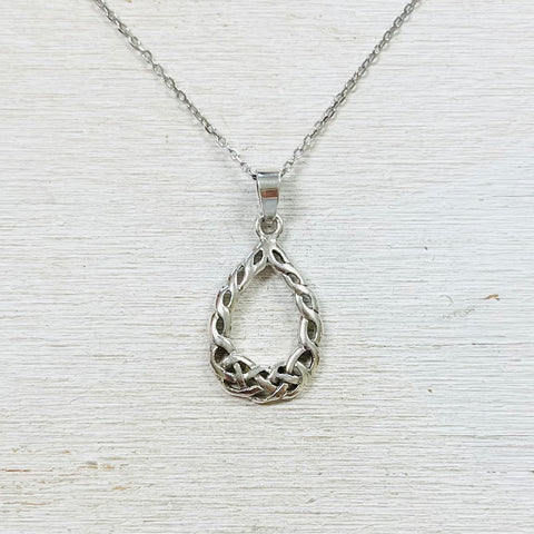 Sterling Silver Celtic Teardrop Necklace