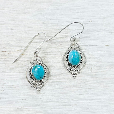 Sterling Silver Vintage Style Turquoise Earrings