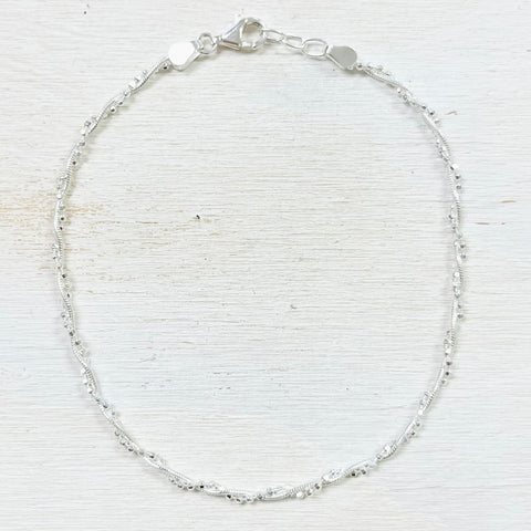 Sterling Silver Twisted Chain Anklet
