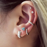 Silver Textured Small Huggie Hoops