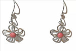 Silver Forest Pink Howlite Flower Earrings