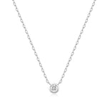 Silver Round Solitaire CZ Necklace