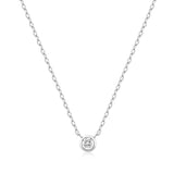 Silver Round Solitaire CZ Necklace