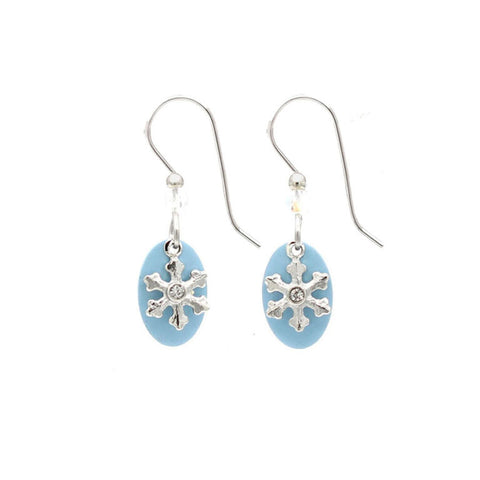 Silver Forest Christmas Winter Snowflake Earrings