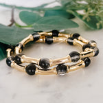 Fashion Black Bead Stretch Bracelet Set of 2