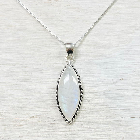 Sterling Silver Rainbow Moonstone Necklace