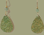 Silver Forest Green Flower Textured Earrings