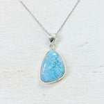 Sterling Silver Abstract Shape Larimar Pendant Necklace