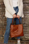 Olivia Croc Brown Hobo Bag