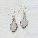 Sterling Silver Pink Teardrop Dangle Earrings