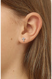 Sterling Silver CZ Cross Stud Earrings