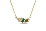 Sterling Silver/Gold Plated Emerald & Peridot Cluster Necklace