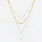 Fashion Gold Plated Coin Pearl Layered Necklace