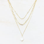Fashion Gold Plated Coin Pearl Layered Necklace