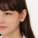 Sterling Silver Rainbow Flower Earrings