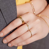 Gold Cross Double Ring- Size 7