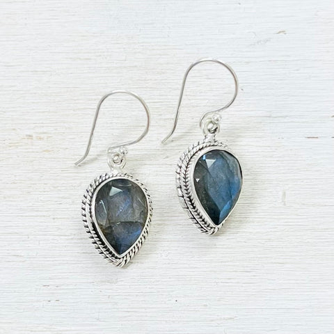 Sterling Silver Labradorite Teardrop Earrings