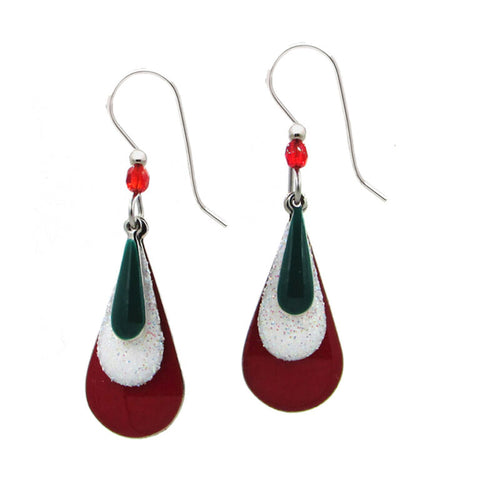 Silver Forest Christmas Dangle Earrings