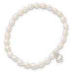 Sterling Silver Freshwater Cultured Pearl w/ Heart Children’s Stretch Bracelet
