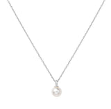 Silver Shell Pearl Drop Pendant Necklace