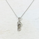 Sterling Silver CZ Flip Flop Necklace