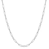 Silver Bezel Station Paper Clip Necklace