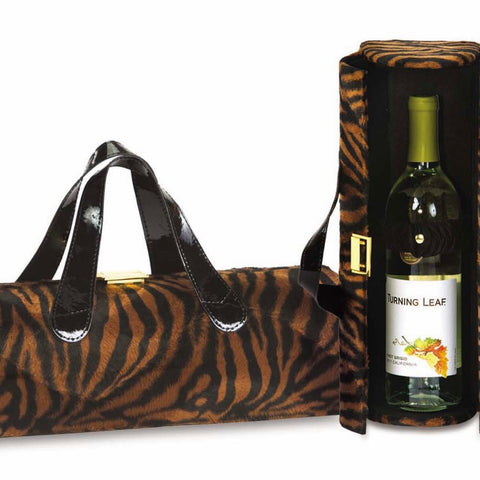 Brown Tiger Single Bottle Wine Carrier