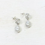 Sterling Silver CZ Teardrop Dangle Earrings