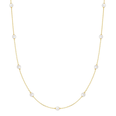 Gold Pearl Station Necklace