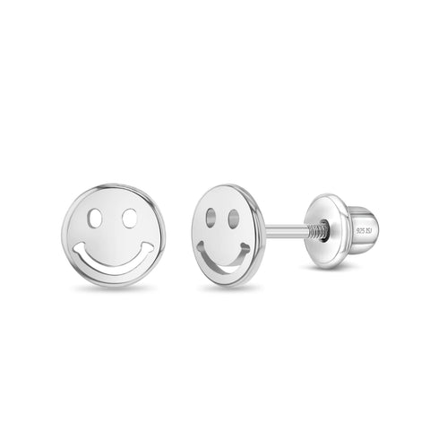 Sterling Silver Smiley Face Earrings