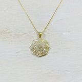 Sterling Silver Gold Plated Round CZ Cluster Necklace