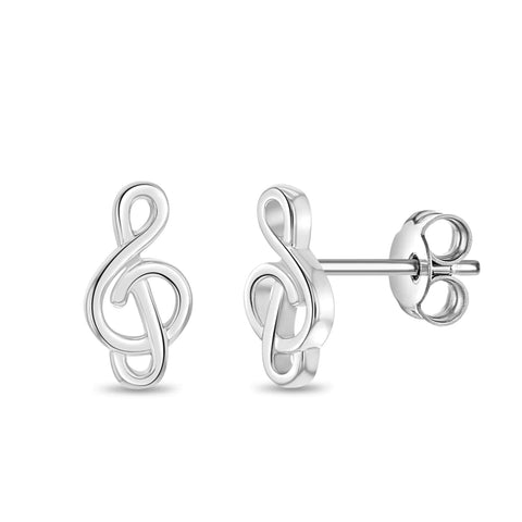 Sterling Silver Treble Clef Earrings