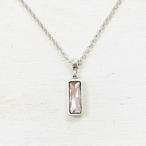 Fashion Rectangle Pink Stone Necklace