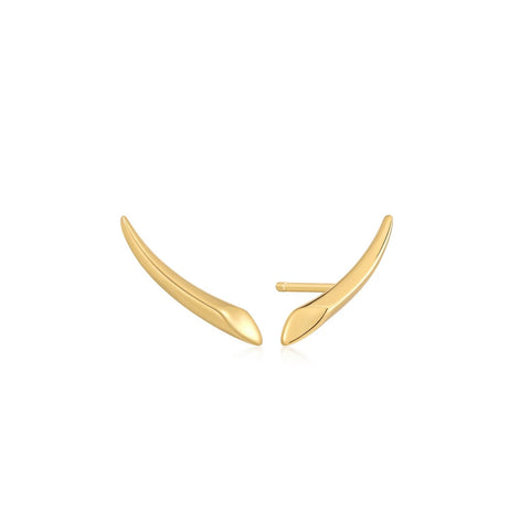 Gold Arrow Climber Stud Earrings