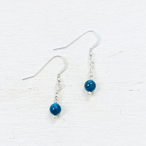 Sterling Silver Blue Bead Earrings