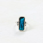Fashion Silver Tone Blue Stone Ring