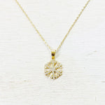Sterling Silver Gold Plated CZ Snowflake Necklace
