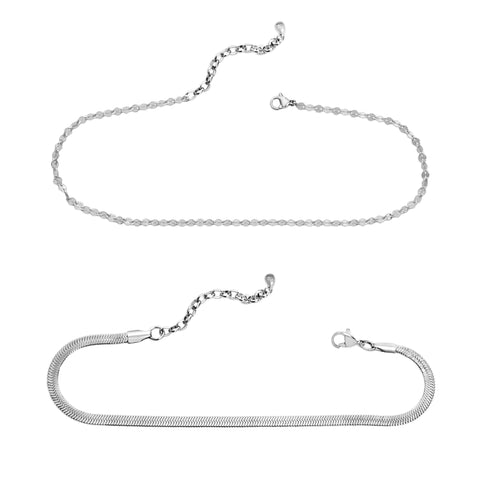 Isla Silver Anklets- 2 Pack