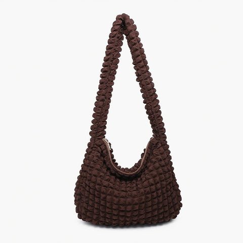 Rosemary Quilted Nylon Crossbody- Espresso