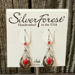 Silver Forest Red Jade Dangle Earrings