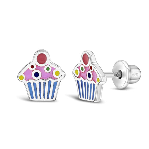 Sterling Silver Cupcake Earrings