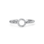 Silver Pavé Open Circle Droplet Ring