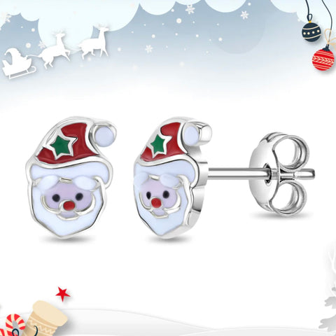 Sterling Silver Santa Earrings