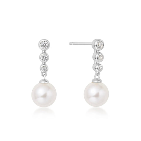 Silver Pearl Drop Earrings