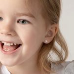 Sterling Silver Pink CZ Cross Studs