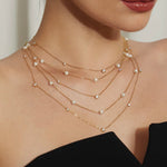 Gold Pearl Station Necklace